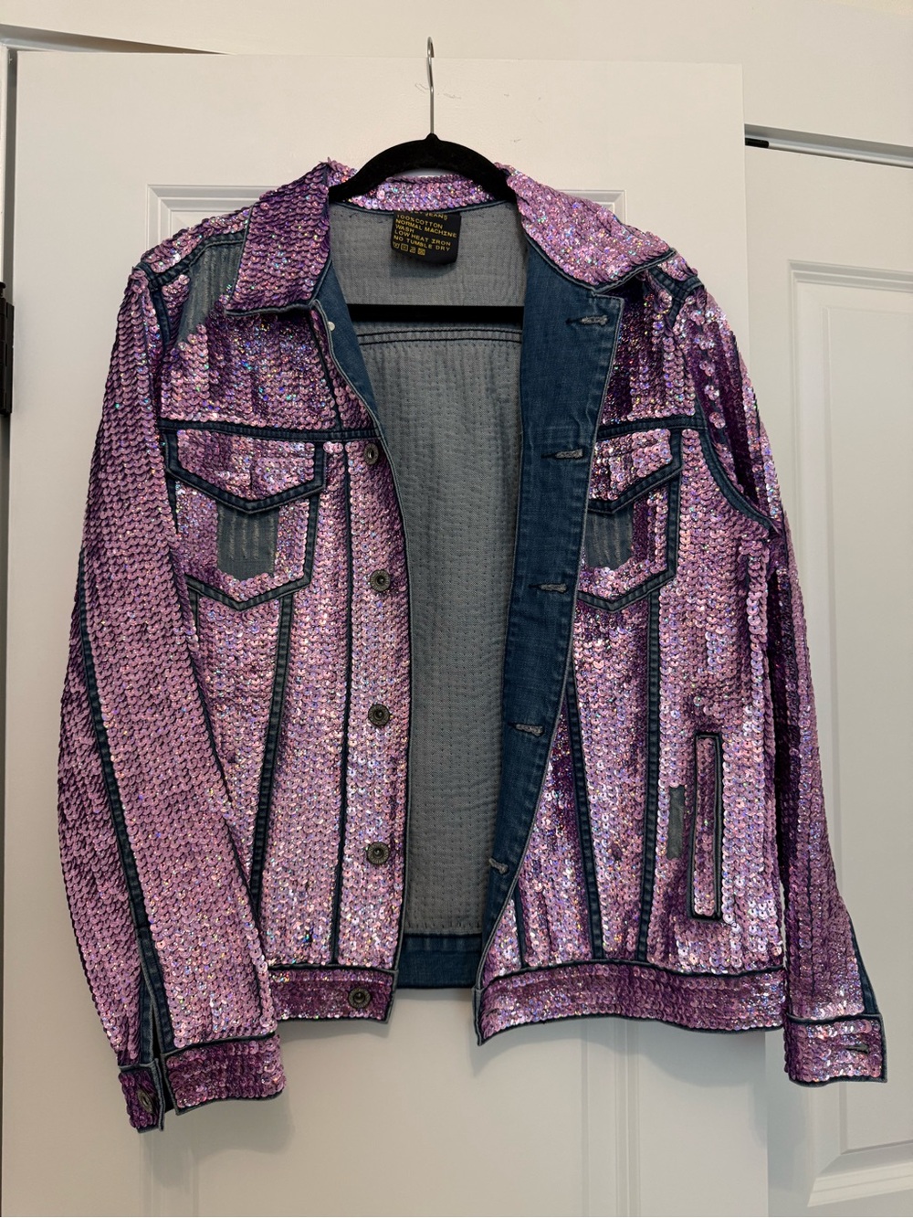 Sequin-Embellished Purple Jean Jacket by